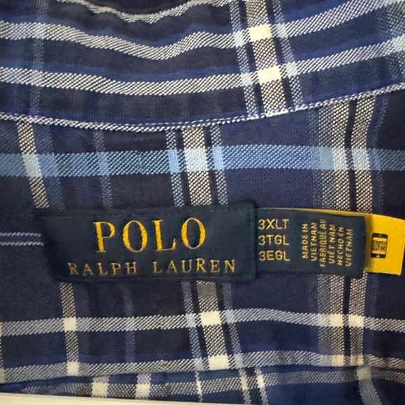 Polo by Ralph Lauren Men's Navy and White Plaid Shirt big & Tall - Picture 2 of 4